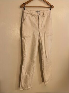 Abercrombie & Fitch Beige High-Rise Utility Jeans 29 LONG/ 8 TALL